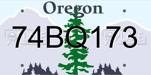 74BQ173 Oregon License Plate