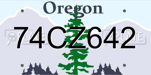 74CZ642 Oregon License Plate