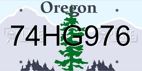 74HG976 Oregon License Plate