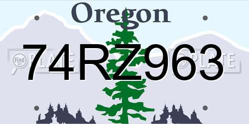 74RZ963 Oregon License Plate