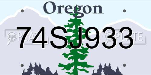 74SJ933 Oregon License Plate