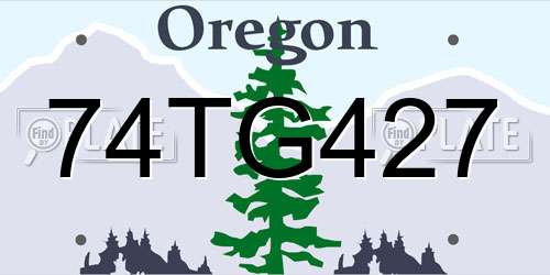 74TG427 Oregon License Plate