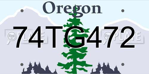 74TG472 Oregon License Plate