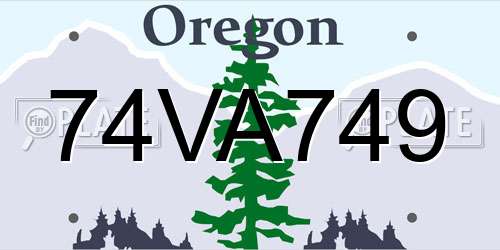 74VA749 Oregon License Plate