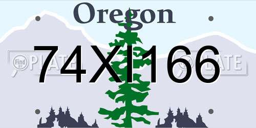 74XI166 Oregon License Plate