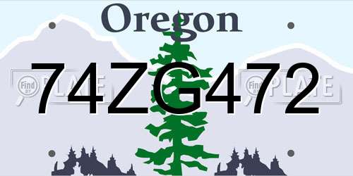 74ZG472 Oregon License Plate