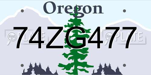 74ZG477 Oregon License Plate