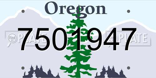 7501947 Oregon License Plate