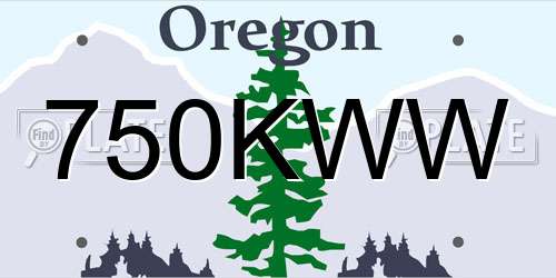 750KWW Oregon License Plate
