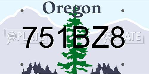 751BZ8 Oregon License Plate