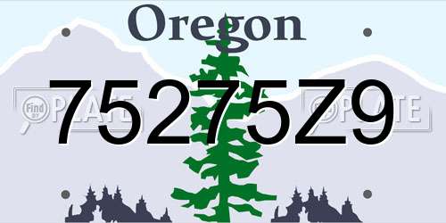 75275Z9 Oregon License Plate