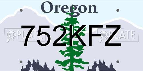 752KFZ Oregon License Plate
