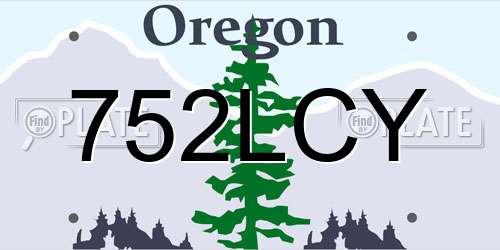 752LCY Oregon License Plate