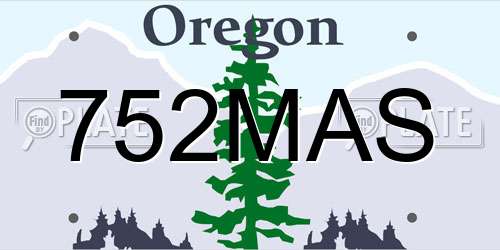 752MAS Oregon License Plate