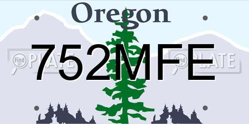 752MFE Oregon License Plate