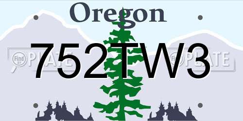 752TW3 Oregon License Plate