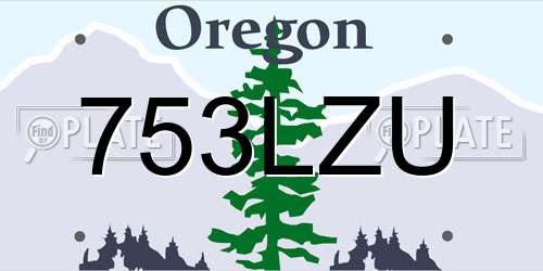 753LZU Oregon License Plate