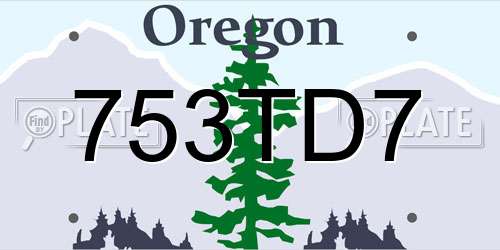 753TD7 Oregon License Plate