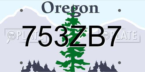 753ZB7 Oregon License Plate