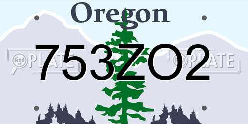 753ZO2 Oregon License Plate