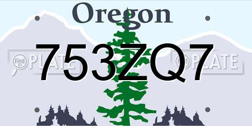 753ZQ7 Oregon License Plate