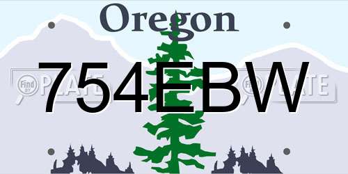 754EBW Oregon License Plate