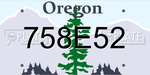 758E52 Oregon License Plate