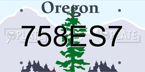 758ES7 Oregon License Plate