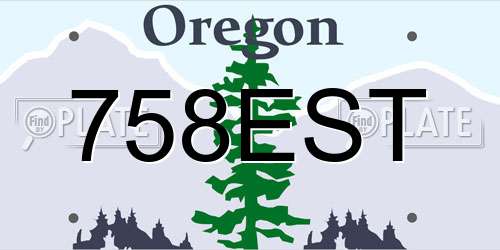 758EST Oregon License Plate