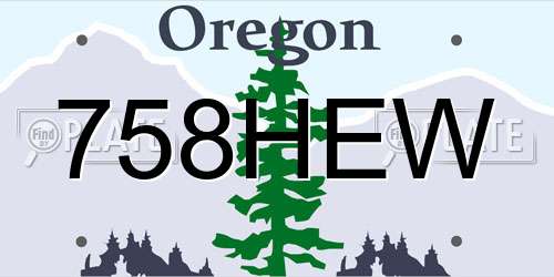 758HEW Oregon License Plate