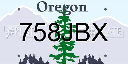 758JBX Oregon License Plate