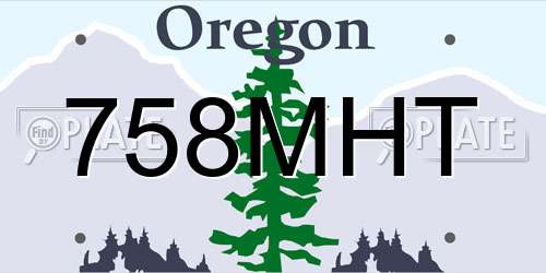 758MHT Oregon License Plate