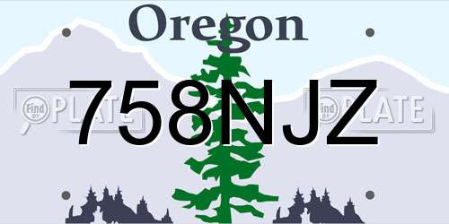 758NJZ Oregon License Plate