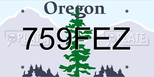 759FEZ Oregon License Plate