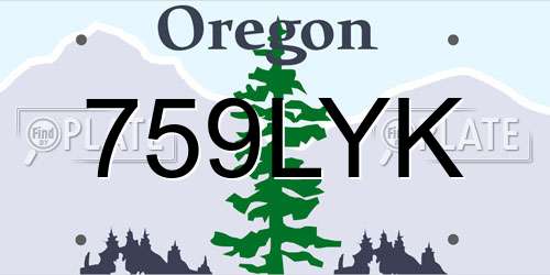 759LYK Oregon License Plate