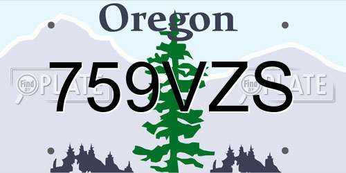 759VZS Oregon License Plate