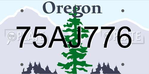 75AJ776 Oregon License Plate