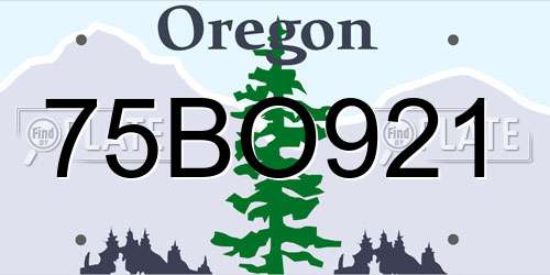 75BO921 Oregon License Plate