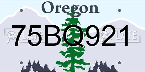 75BQ921 Oregon License Plate