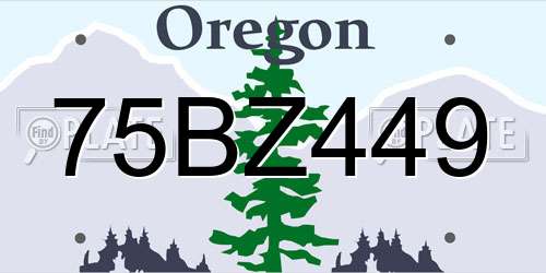 75BZ449 Oregon License Plate