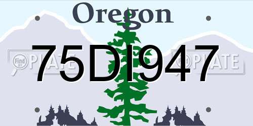 75DI947 Oregon License Plate