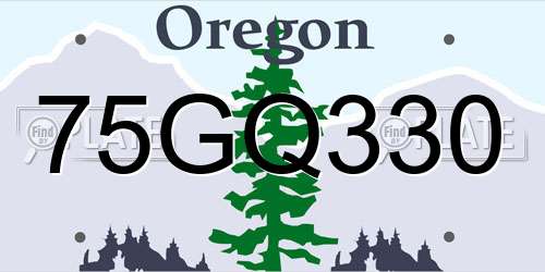 75GQ330 Oregon License Plate