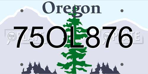 75OL876 Oregon License Plate