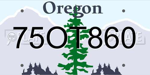 75OT860 Oregon License Plate