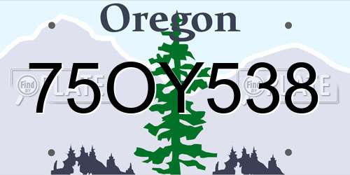 75OY538 Oregon License Plate