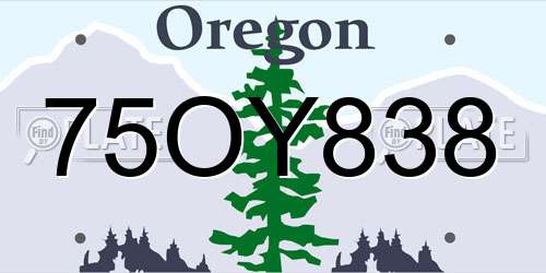75OY838 Oregon License Plate