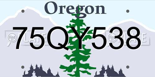75QY538 Oregon License Plate