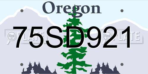 75SD921 Oregon License Plate
