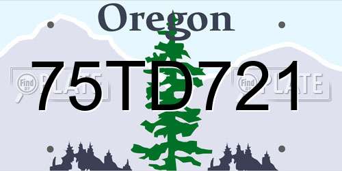 75TD721 Oregon License Plate