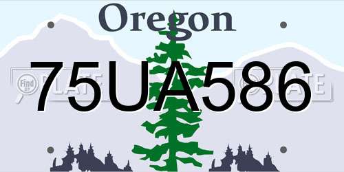 75UA586 Oregon License Plate